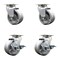 Service Caster 4'' V-Groove Semi Steel Swivel Caster Set with Bronze Bearings 2 Brakes, 4PK SCC-20S420-VGBZ-2-TLB-2 - alternate 1